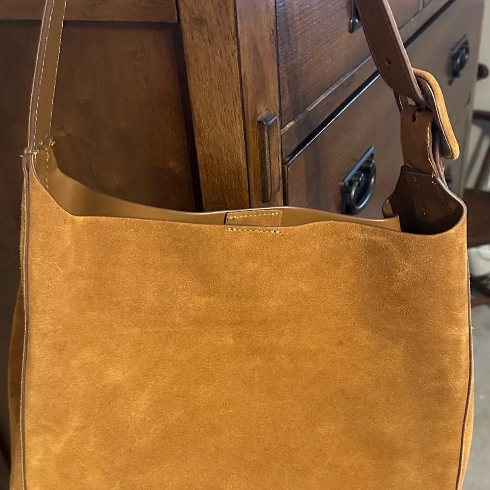 Brand new Mango Large Brown Suede Shopper Women's Bag - Picture 6 of 6